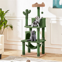 Yaheetech Green/brown 158.5Cm Multi Level Cat Tree Large Cat Tower W/condo And Hammock - thumbnail 1