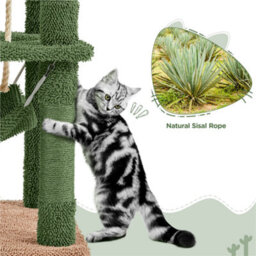 Yaheetech Green/brown 158.5Cm Multi Level Cat Tree Large Cat Tower W/condo And Hammock - thumbnail 6