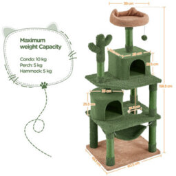 Yaheetech Green/brown 158.5Cm Multi Level Cat Tree Large Cat Tower W/condo And Hammock - thumbnail 3