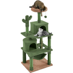 Yaheetech Green/brown 158.5Cm Multi Level Cat Tree Large Cat Tower W/condo And Hammock - thumbnail 2