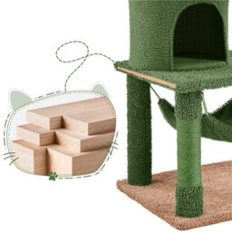 Yaheetech Green/brown 158.5Cm Multi Level Cat Tree Large Cat Tower W/condo And Hammock - thumbnail 8