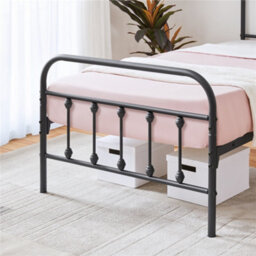 Yaheetech Black 3Ft Single Vintage Metal Bed Frame With High Headboard And Footboard - thumbnail 9