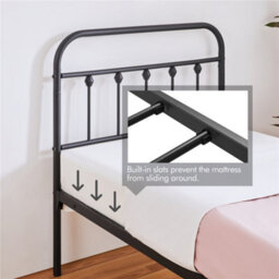 Yaheetech Black 3Ft Single Vintage Metal Bed Frame With High Headboard And Footboard - thumbnail 5