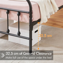 Yaheetech Black 3Ft Single Vintage Metal Bed Frame With High Headboard And Footboard - thumbnail 6