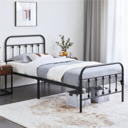 Yaheetech Black 3Ft Single Vintage Metal Bed Frame With High Headboard And Footboard - thumbnail 1