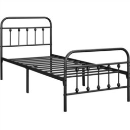 Yaheetech Black 3Ft Single Vintage Metal Bed Frame With High Headboard And Footboard - thumbnail 2