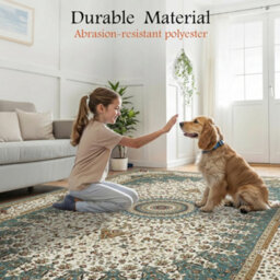 Bedlooms Willow Cashmere Rug 80X300Cm, Medallion Floral Pattern, Non Slip, Stain Resistant, Thick Extra Large Runner - thumbnail 5