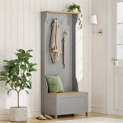 Grey Coat Stand With Shoe Storage, Hallway Unit & Storage Bench - image 1