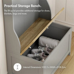 Grey Coat Stand With Shoe Storage, Hallway Unit & Storage Bench - thumbnail 4