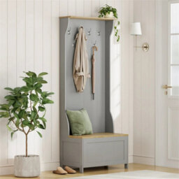 Grey Coat Stand With Shoe Storage, Hallway Unit & Storage Bench