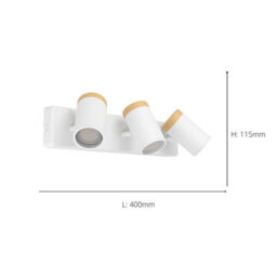 Eglo Consuma Steel And Wood 3-Light Bathroom Spotlight, White And Brown - thumbnail 5