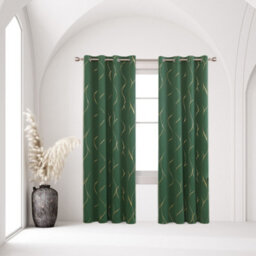 Deconovo Eyelet Room Darkening Curtains, Gold Wave Foil Printed Energy Saving Curtains, W46 X L90 Inch, Dark Forest, 1 Pair - thumbnail 3