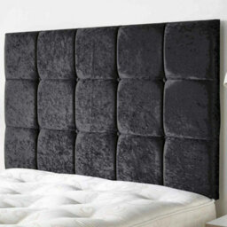 "Urban Textures Luxury 20"" High Crushed Velvet Fabric Upholstered Sloane Design Bed Headboard - Black"