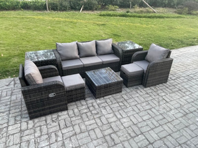Fimous Patio Garden Furniture Sets Wicker 7 Seater Outdoor Rattan Furniture Sofa Sets With Square Coffee Table For Balcony - image 1