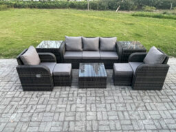 Fimous Patio Garden Furniture Sets Wicker 7 Seater Outdoor Rattan Furniture Sofa Sets With Square Coffee Table For Balcony - thumbnail 2
