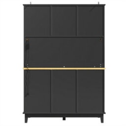 Abrihome Snack Cabinet With Led Lighting (120X40X180Cm), 3-Drawer Kitchen Storage Unit, Modern Sideboard With Illuminated Display, Black - thumbnail 5