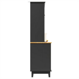 Abrihome Snack Cabinet With Led Lighting (120X40X180Cm), 3-Drawer Kitchen Storage Unit, Modern Sideboard With Illuminated Display, Black - thumbnail 6