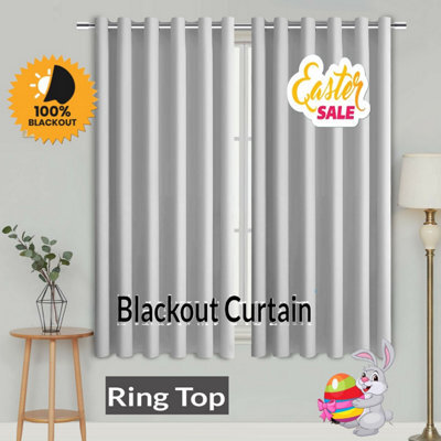 Ameha Light Grey Plain Curtain Blackout Thick Thermal Insulated Bedroom Kitchen 66'' X 54'' Curtain Pair With Tie Backs Pair - image 1