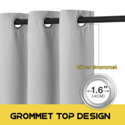 Ameha Light Grey Plain Curtain Blackout Thick Thermal Insulated Bedroom Kitchen 66'' X 54'' Curtain Pair With Tie Backs Pair - thumbnail 4