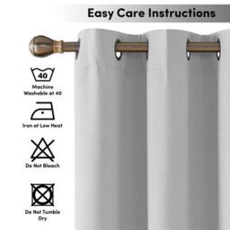 Ameha Light Grey Plain Curtain Blackout Thick Thermal Insulated Bedroom Kitchen 66'' X 54'' Curtain Pair With Tie Backs Pair - thumbnail 6