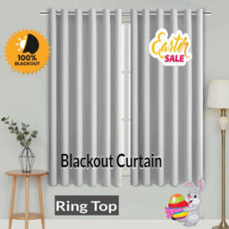 Ameha Light Grey Plain Curtain Blackout Thick Thermal Insulated Bedroom Kitchen 66'' X 54'' Curtain Pair With Tie Backs Pair - thumbnail 1