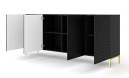 Arte Chic Black Surf Sideboard Cabinet With Gold Legs (W)200Cm (H)87Cm (D)42Cm - Sleek & Functional - thumbnail 2