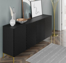 Arte Chic Black Surf Sideboard Cabinet With Gold Legs (W)200Cm (H)87Cm (D)42Cm - Sleek & Functional - thumbnail 3