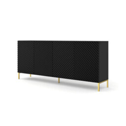 Arte Chic Black Surf Sideboard Cabinet With Gold Legs (W)200Cm (H)87Cm (D)42Cm - Sleek & Functional