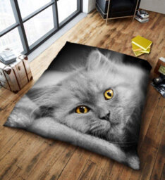 3D Wildlife Animals Printed Designs Luxurious Super Soft Blanket For Sofa Warm & Cozy Throws Faux Fur Reversible Cat 150 X 200Cm - thumbnail 2