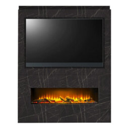 Acantha Nexus Pre-Built Black Marble Effect Fully Inset Media Wall With Tv Recess - thumbnail 2