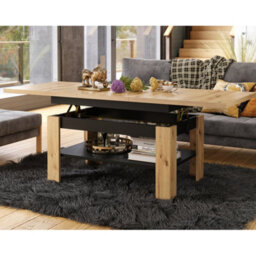 Heze Furniture Runa 2 In 1 Extending Coffee / Dining Table 130-170Cm - Artisan Oak / Black - thumbnail 2