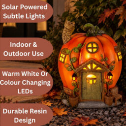 Led Pumpkin Fairy House Colour Changing Solar Light Autumn & Halloween Decoration - thumbnail 4