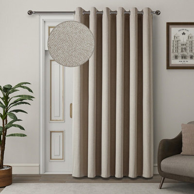 Aspire Homeware Mink Linen 100%blackout Curtain-Thermal Eyelet Room Darkening Single Panel Door Curtain (W)168Cmx(D)213Cm - image 1