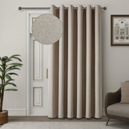 Aspire Homeware Mink Linen 100%blackout Curtain-Thermal Eyelet Room Darkening Single Panel Door Curtain (W)168Cmx(D)213Cm