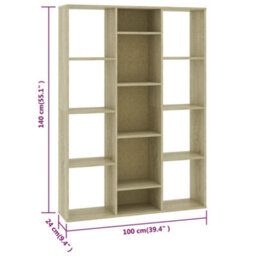 Berkfield Room Divider/book Cabinet Sonoma Oak 100X24X140 Cm Engineered Wood - thumbnail 7