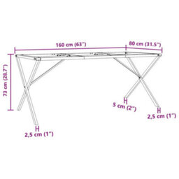 Walplus Dining Table Legs X-Frame 160X80X73 Cm Steel - thumbnail 9