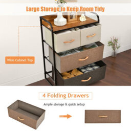 Costway Chest Of Drawer With 4 Foldable Drawers Storage Tower - thumbnail 4