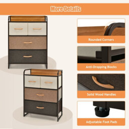 Costway Chest Of Drawer With 4 Foldable Drawers Storage Tower - thumbnail 5