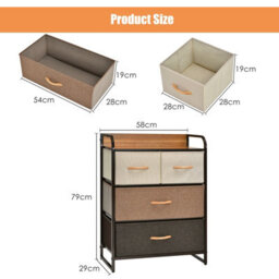 Costway Chest Of Drawer With 4 Foldable Drawers Storage Tower - thumbnail 2