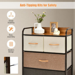 Costway Chest Of Drawer With 4 Foldable Drawers Storage Tower - thumbnail 3