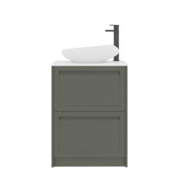 Royal Bathrooms Royal Bathroom Elmore 600mm Matt Green Freestanding Bathroom Vanity Unit 2 Drawer Plain White Worktop With Nova Basin - thumbnail 7