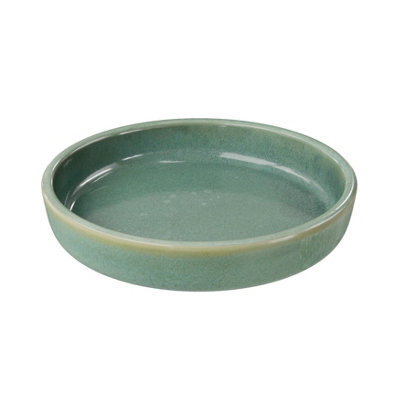 GoodHome Boann Gloss Green Reactive Glaze Effect Ceramic Soap Dish - image 1