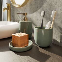 GoodHome Boann Gloss Green Reactive Glaze Effect Ceramic Soap Dish - thumbnail 5