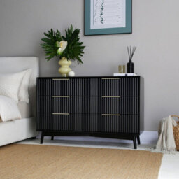 Monza 6 Chest Of Drawer With Fluted Front Black - thumbnail 1