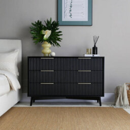 Monza 6 Chest Of Drawer With Fluted Front Black - thumbnail 2