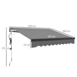 Outsunny 2.5 X 2M Electric Retractable Awning W/ Aluminium Frame Dark Grey - thumbnail 3