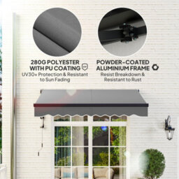 Outsunny 2.5 X 2M Electric Retractable Awning W/ Aluminium Frame Dark Grey - thumbnail 5