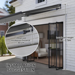 Outsunny 2.5 X 2M Electric Retractable Awning W/ Aluminium Frame Dark Grey - thumbnail 7