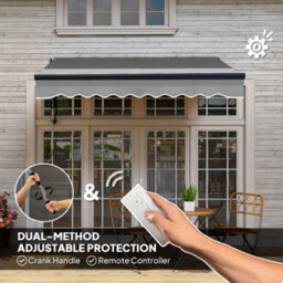 Outsunny 2.5 X 2M Electric Retractable Awning W/ Aluminium Frame Dark Grey - thumbnail 4