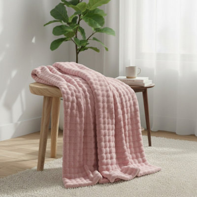 Rabbit Faux Fur Throw Blanket Ultra Soft Luxury Throw For Sofa And Bed Pink 150X200Cm - image 1